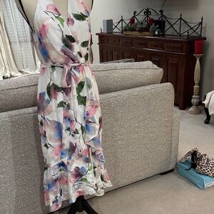 Adrianna Papell Asymmetrical Floral Dress - Multicolor